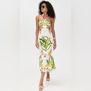 Farm Rio Summer Foliage Scarf Midi Dress - NWT